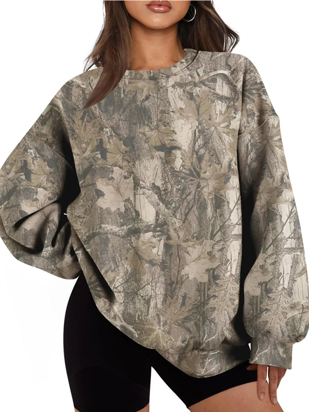 Oversized Printed Crew Neck Sweatshirt - TheMomCo.