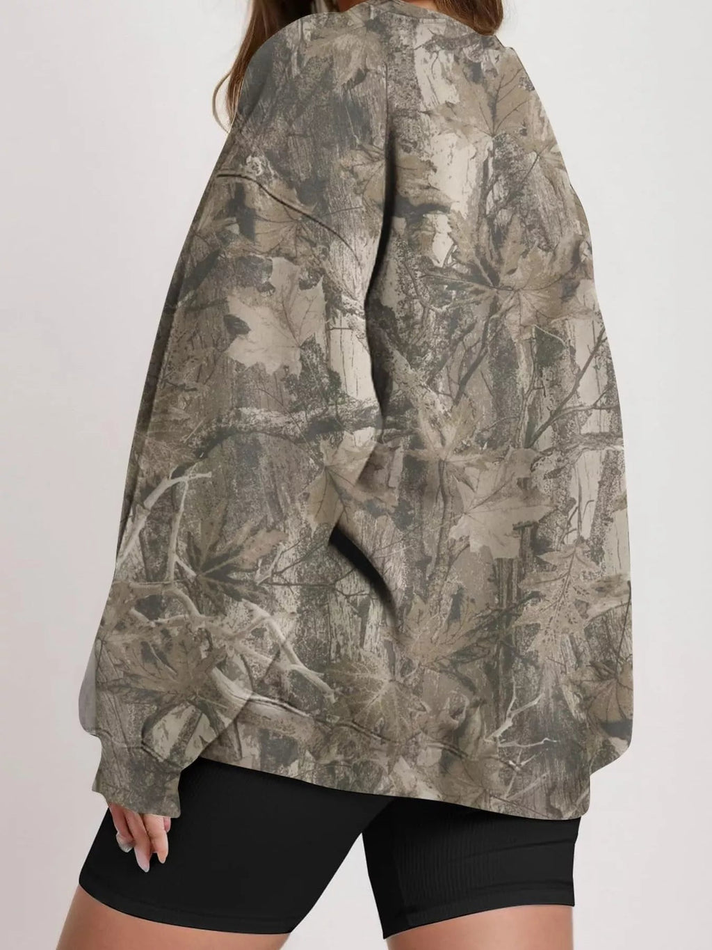 Oversized Printed Crew Neck Sweatshirt - TheMomCo.