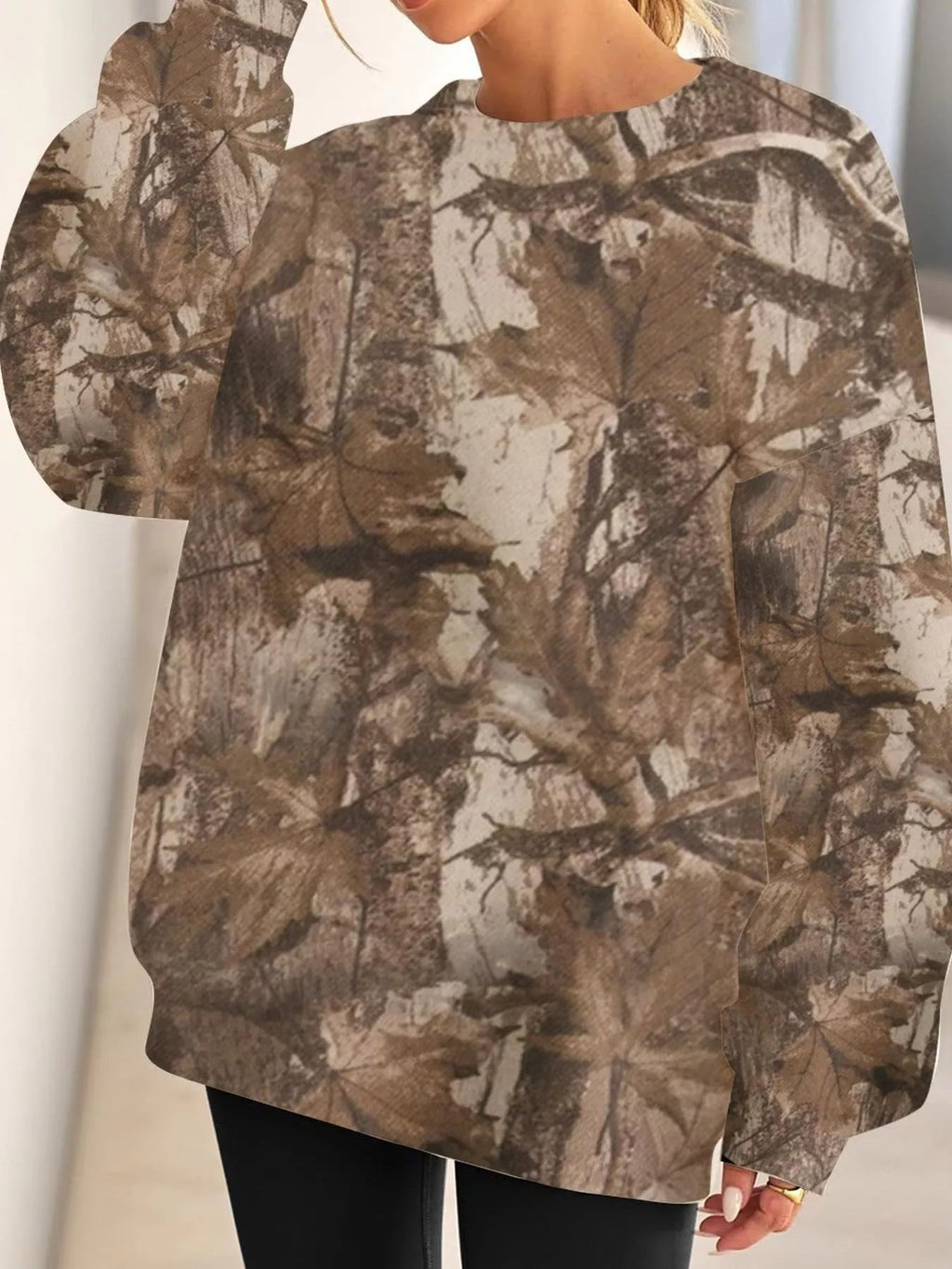 Oversized Printed Crew Neck Sweatshirt - TheMomCo.