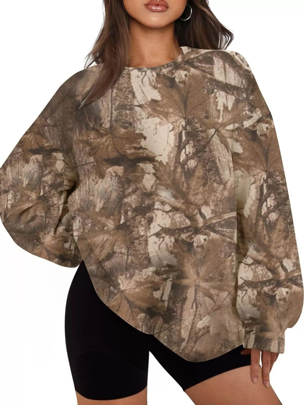Oversized Printed Crew Neck Sweatshirt - TheMomCo.