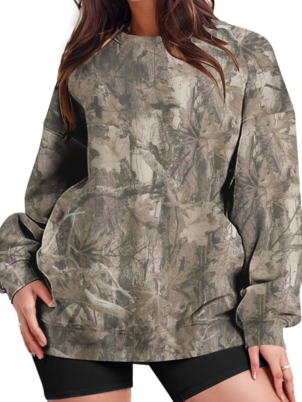 Oversized Printed Crew Neck Sweatshirt - TheMomCo.