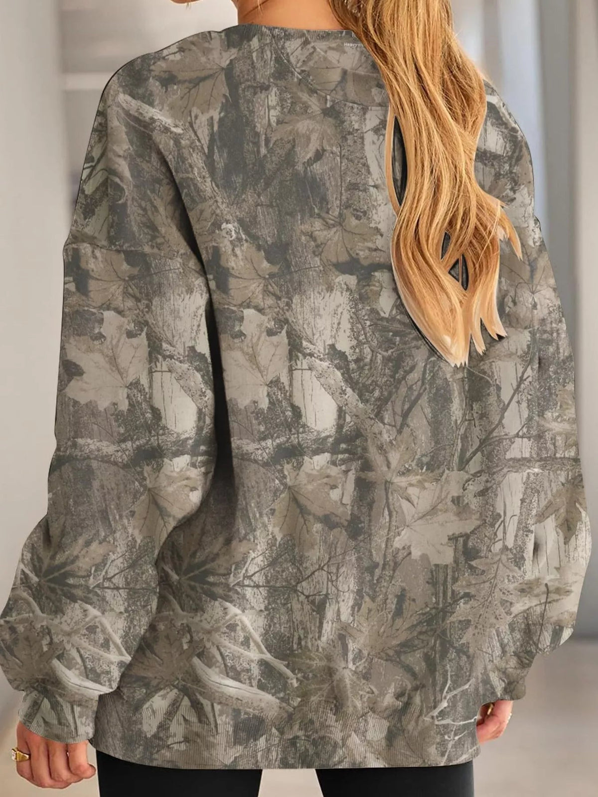 Oversized Printed Crew Neck Sweatshirt - TheMomCo.