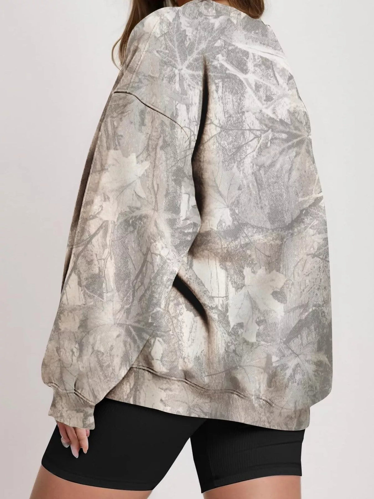 Oversized Printed Crew Neck Sweatshirt - TheMomCo.