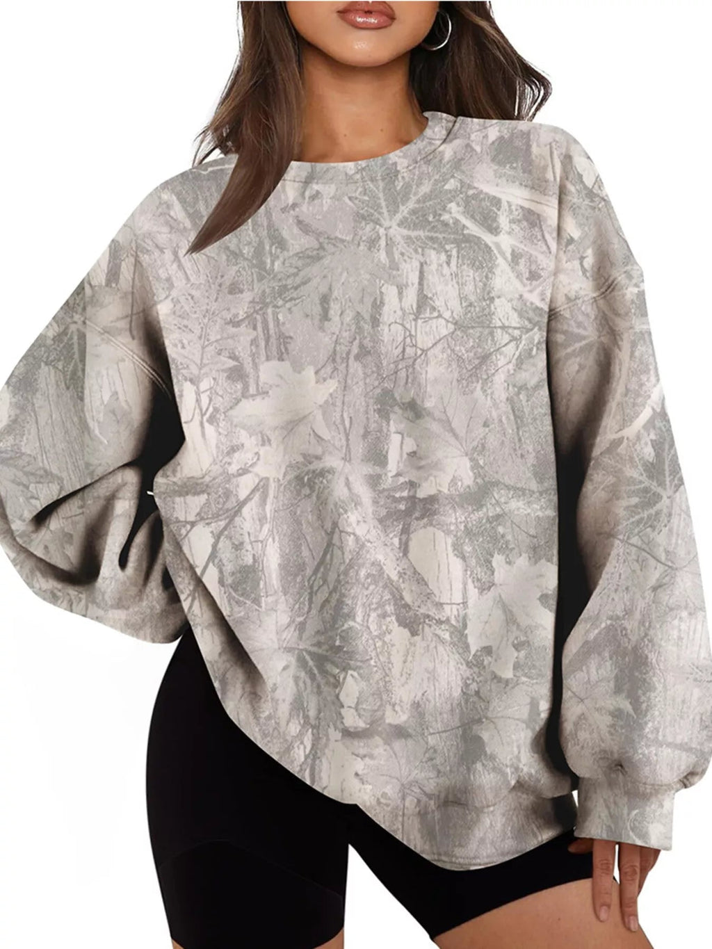 Oversized Printed Crew Neck Sweatshirt - TheMomCo.