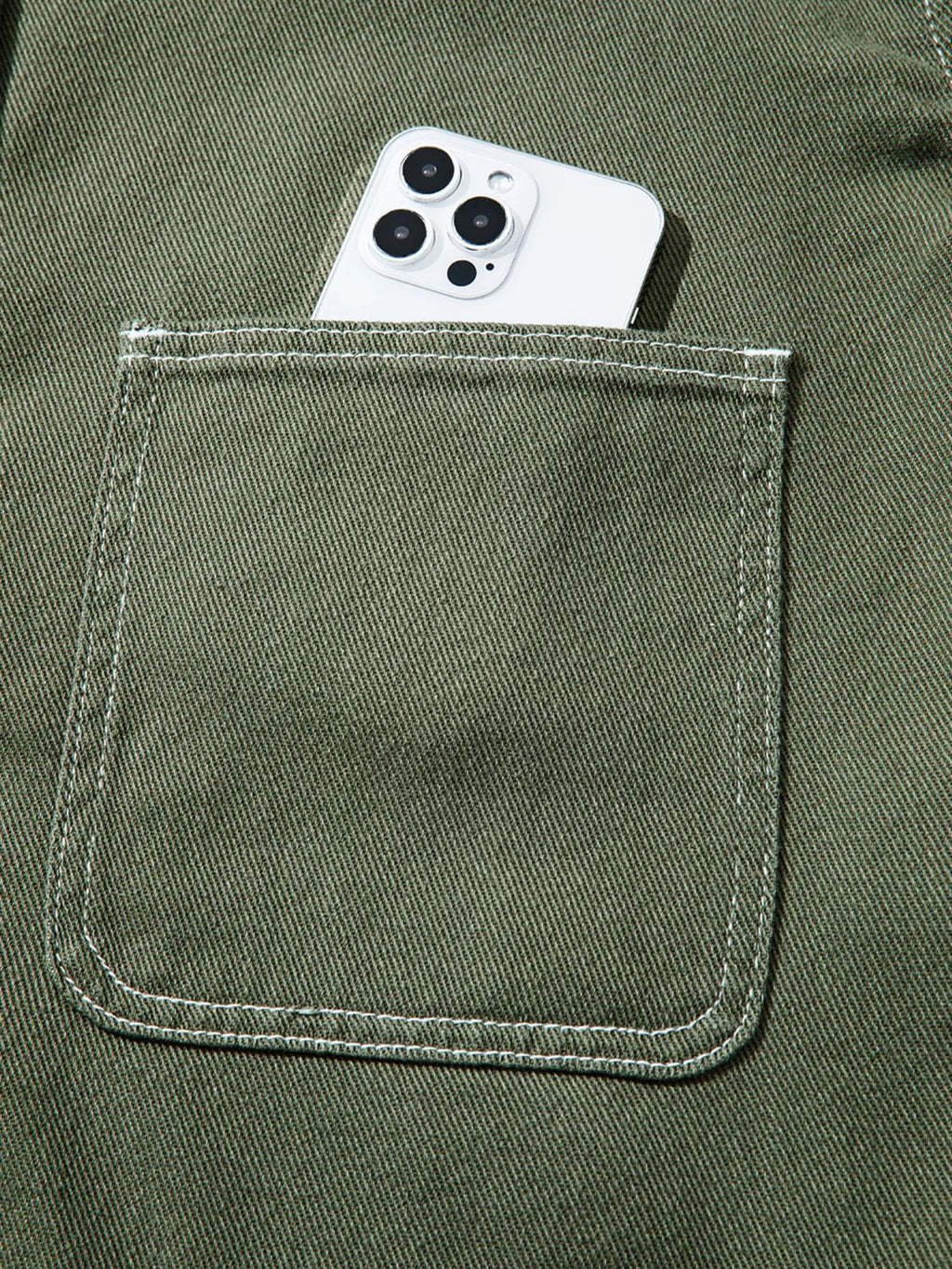 Patched Pocket Collared Button Front Boyfriend Denim Jacket - TheMomCo.