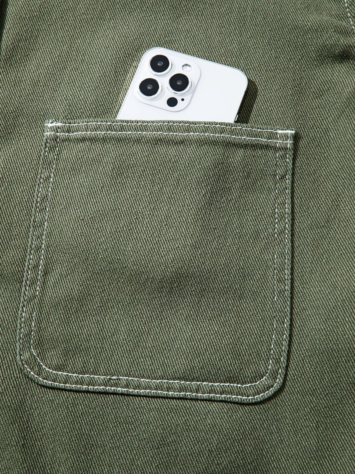 Patched Pocket Collared Button Front Boyfriend Denim Jacket - TheMomCo.