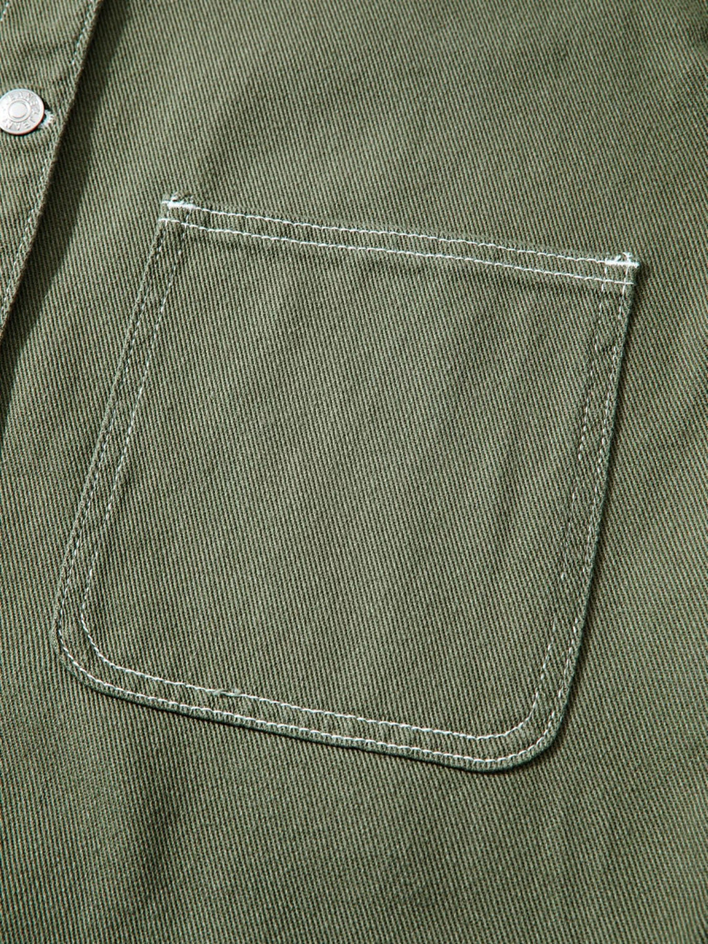 Patched Pocket Collared Button Front Boyfriend Denim Jacket - TheMomCo.