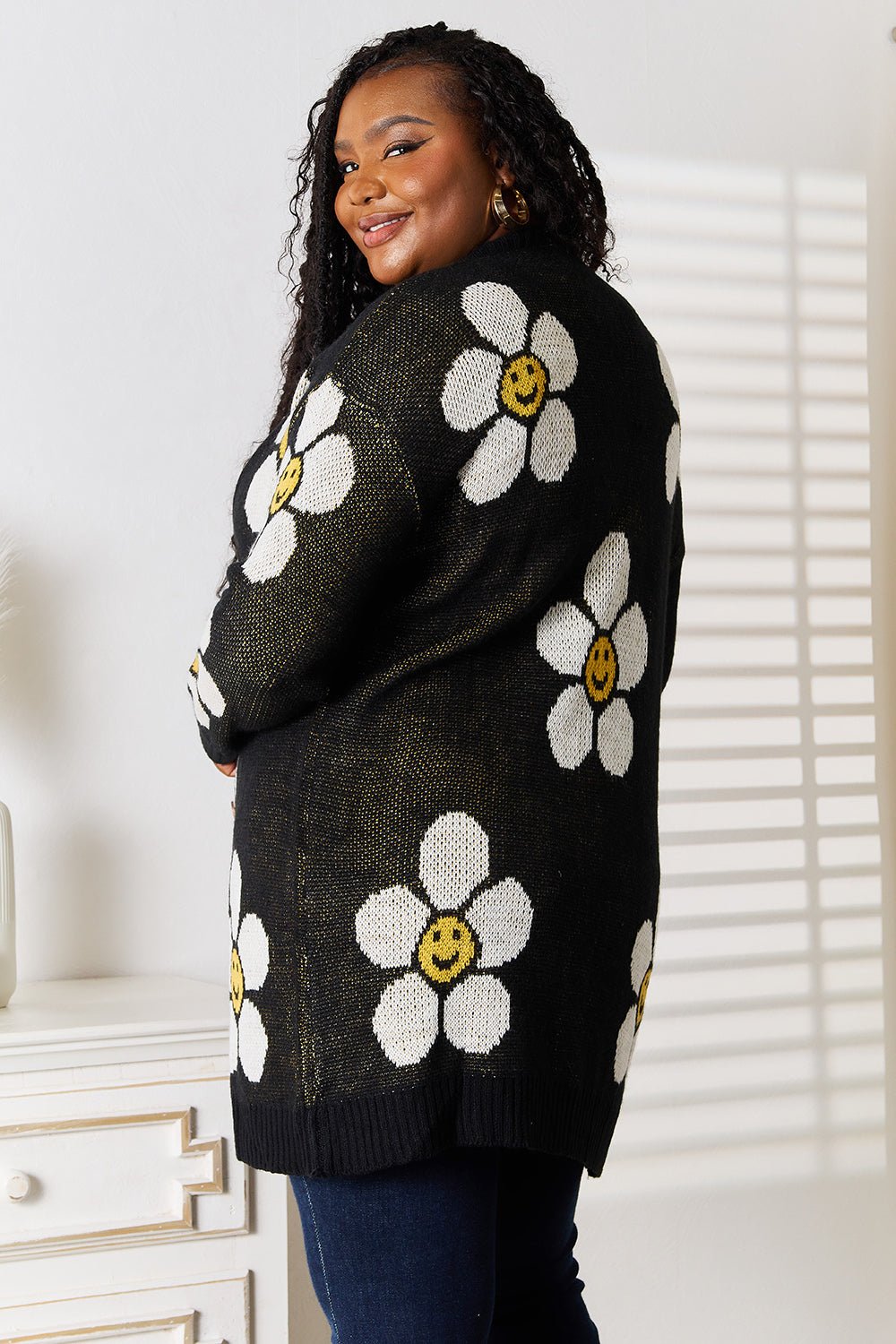 Perfee Floral Button Down Longline Cardigan - TheMomCo.