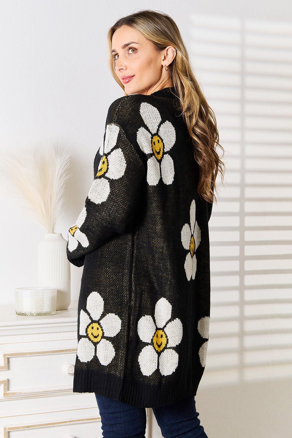 Perfee Floral Button Down Longline Cardigan - TheMomCo.