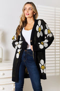 Perfee Floral Button Down Longline Cardigan - TheMomCo.