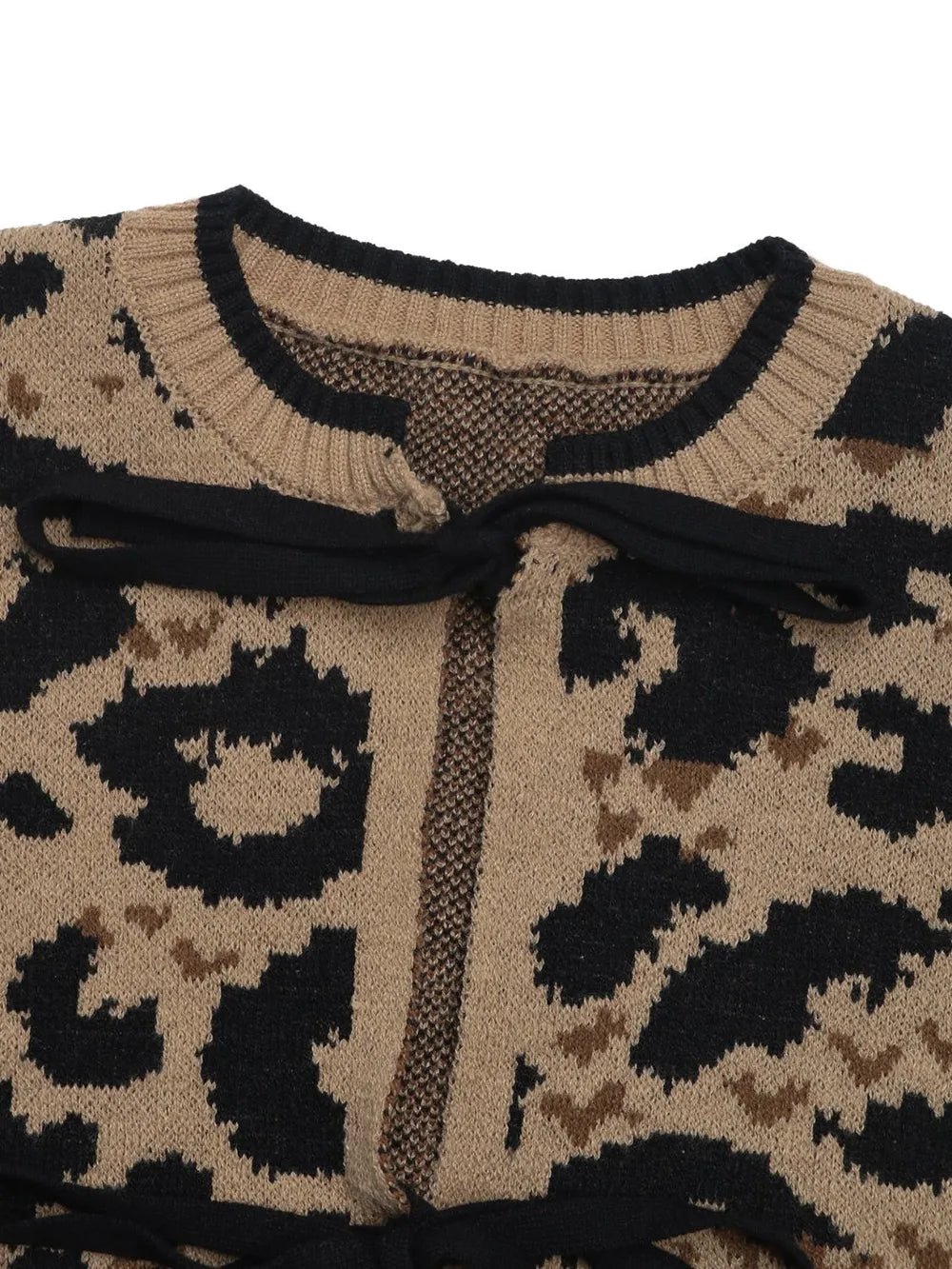 Perfee Tied Leopard Long Sleeve Cardigan - TheMomCo.