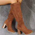 Point Toe Block Heels Boots - TheMomCo.