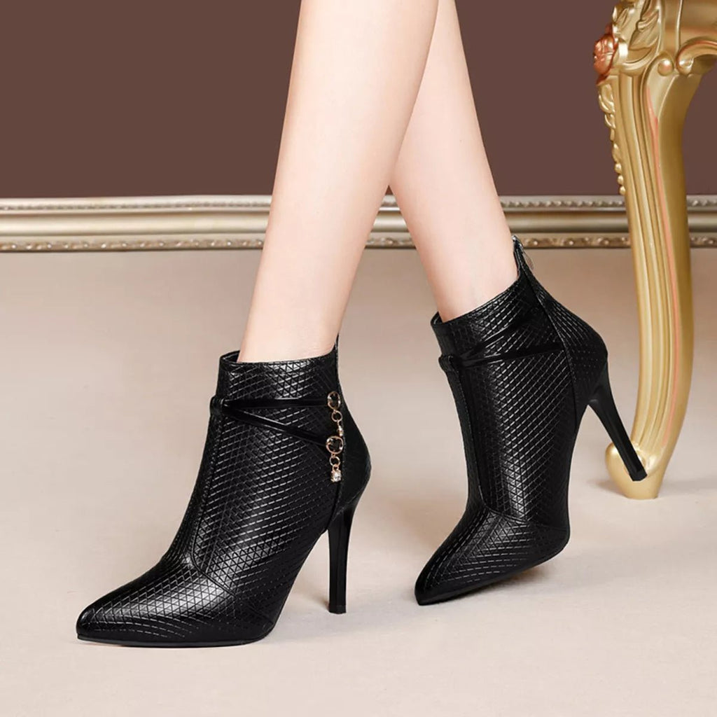 Pointed-Toe Stiletto Ankle Boots - TheMomCo.