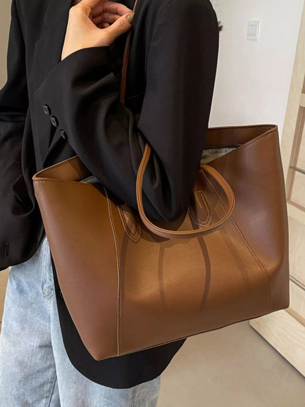 PU Leather Tote Bag - TheMomCo.