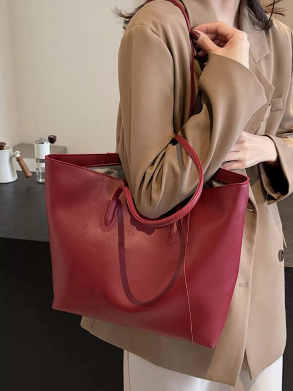 PU Leather Tote Bag - TheMomCo.
