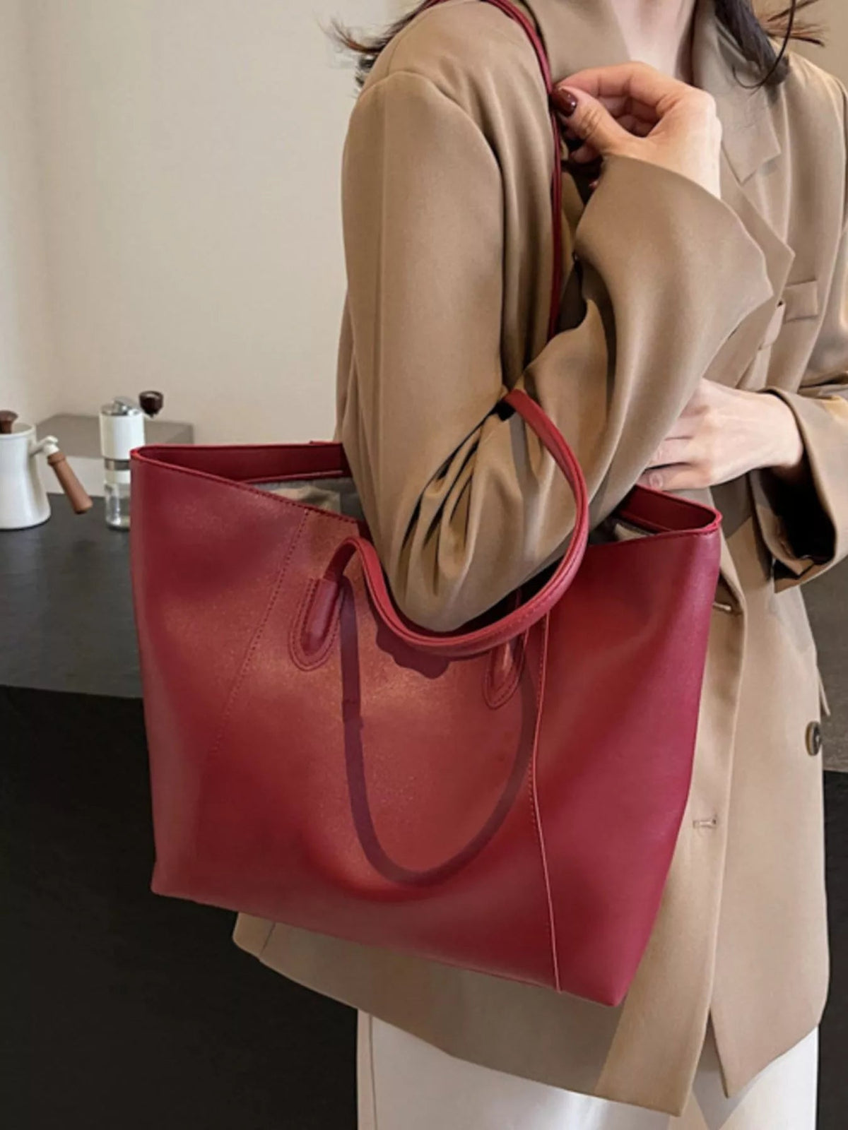 PU Leather Tote Bag - TheMomCo.