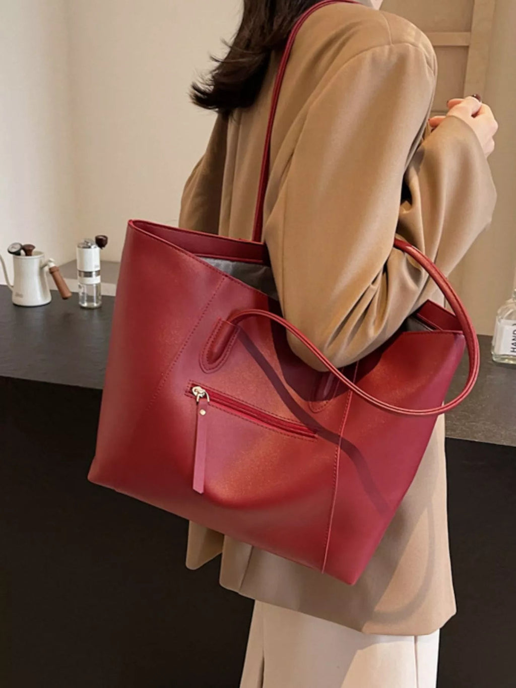 PU Leather Tote Bag - TheMomCo.