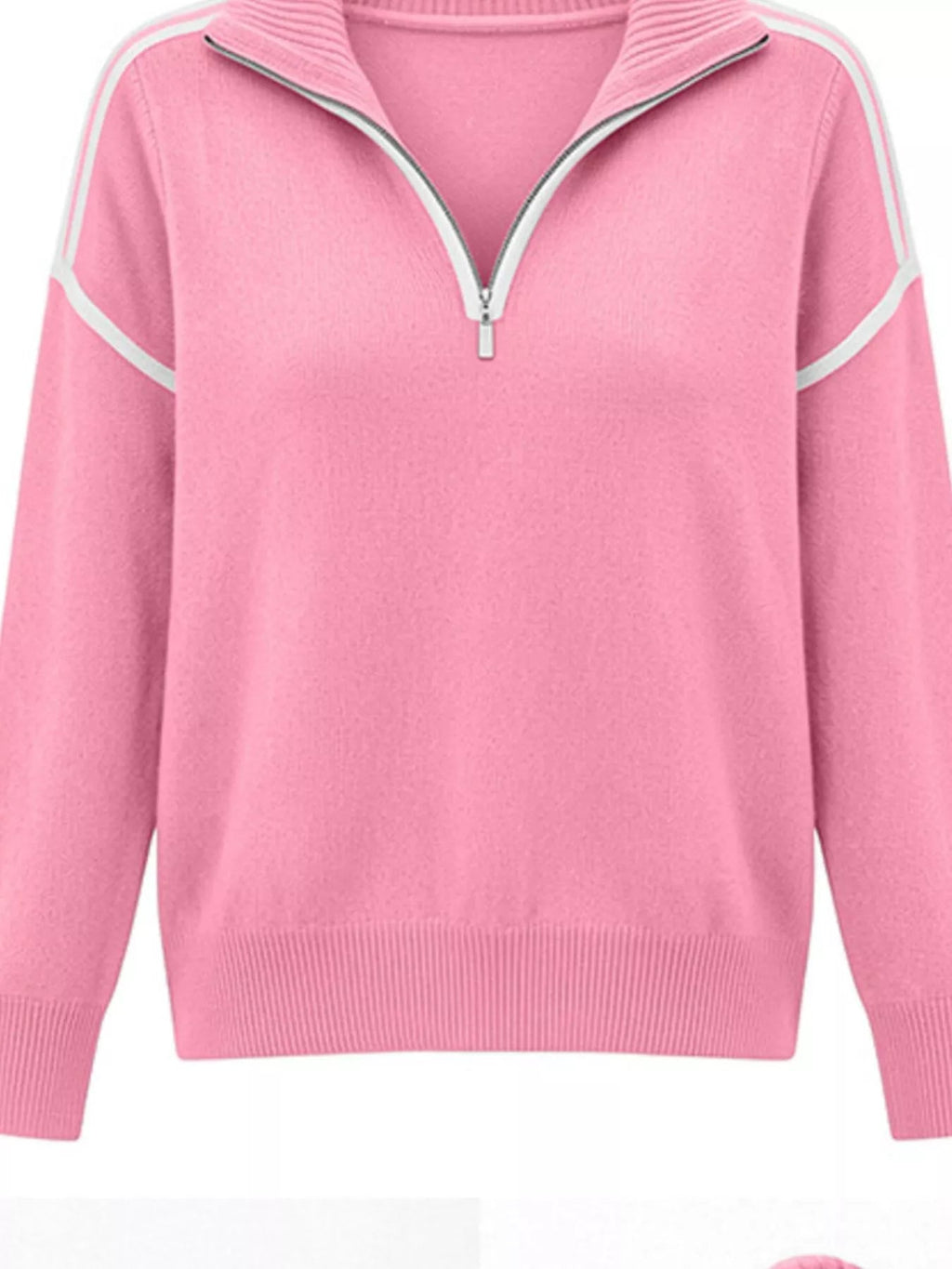 Quarter-Zip Dropped Shoulder Sweater - TheMomCo.