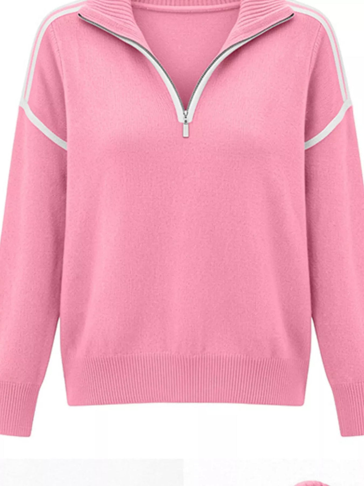 Quarter-Zip Dropped Shoulder Sweater - TheMomCo.