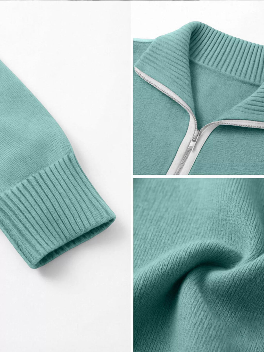 Quarter-Zip Dropped Shoulder Sweater - TheMomCo.