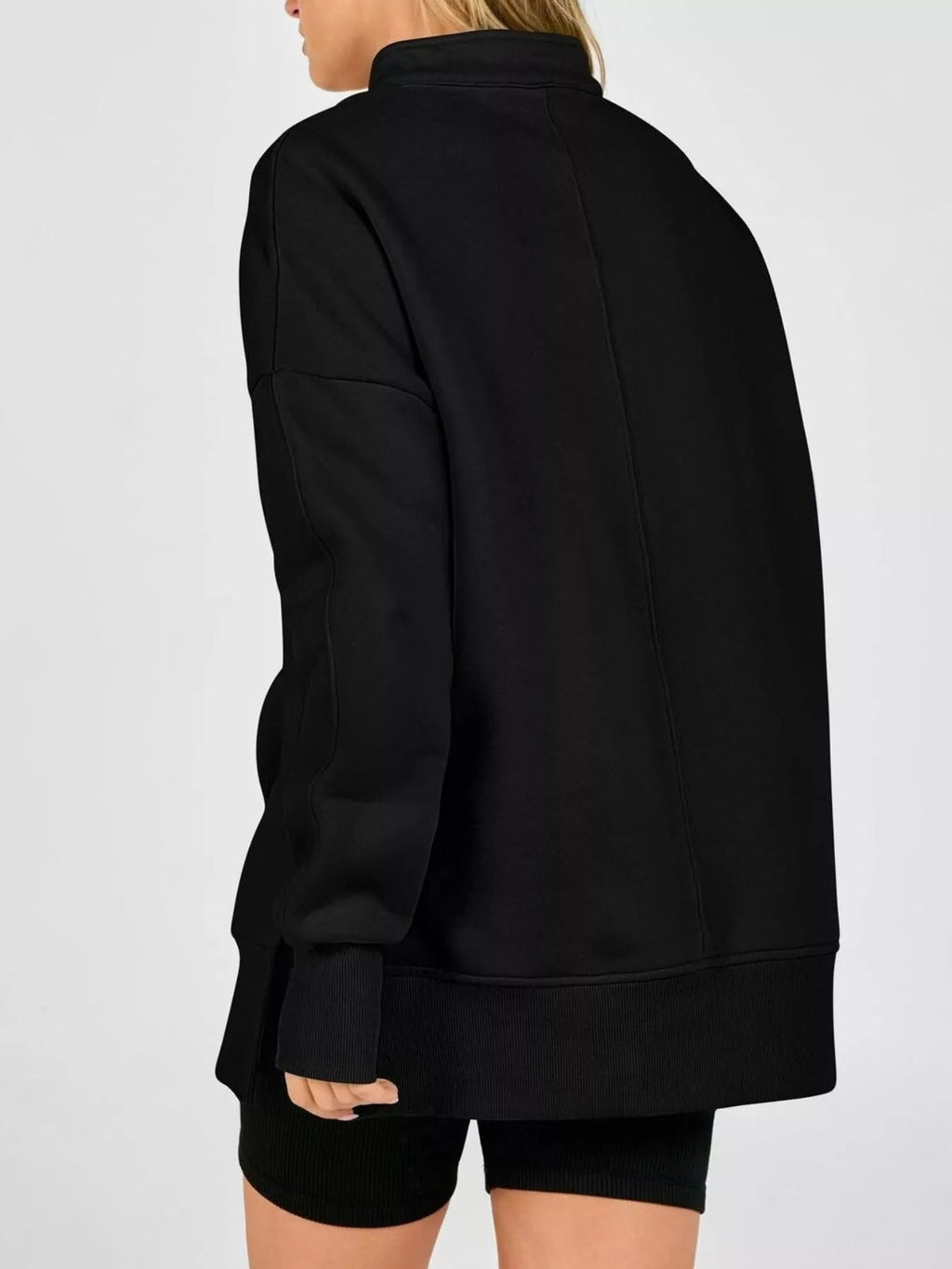 Quarter-Zip Dropped Shoulder Sweatshirt - TheMomCo.