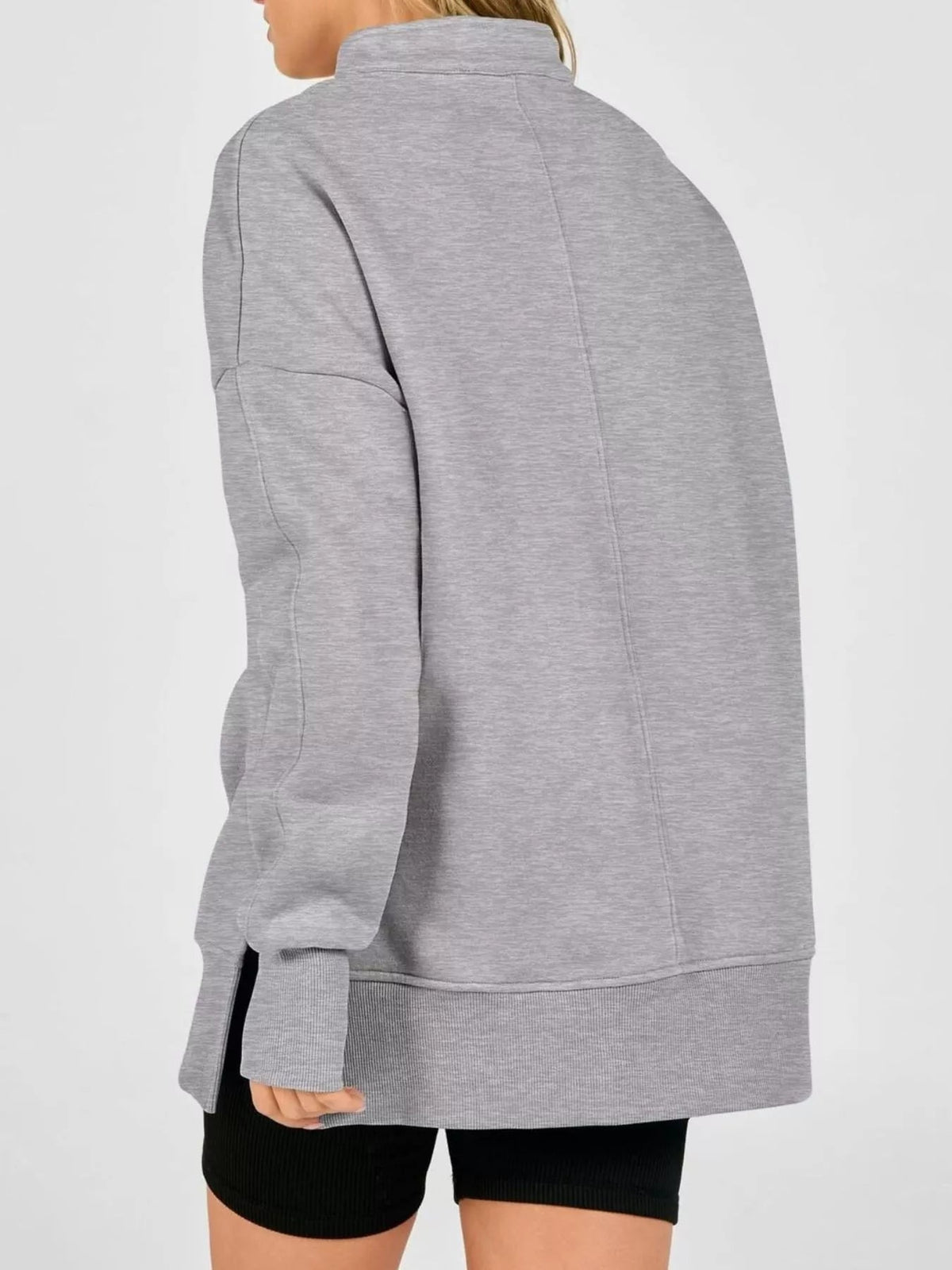 Quarter-Zip Dropped Shoulder Sweatshirt - TheMomCo.