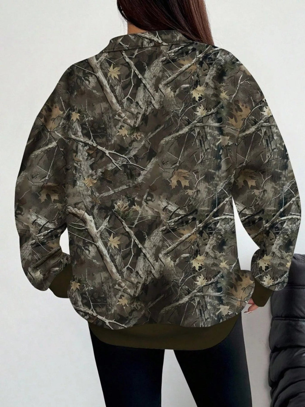 Quarter-Zip Printed Sweatshirt with Ribbed Cuffs - TheMomCo.