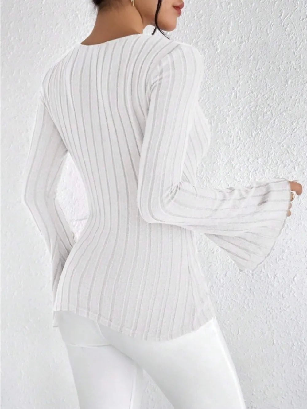 Ribbed Flare Sleeve Top - TheMomCo.