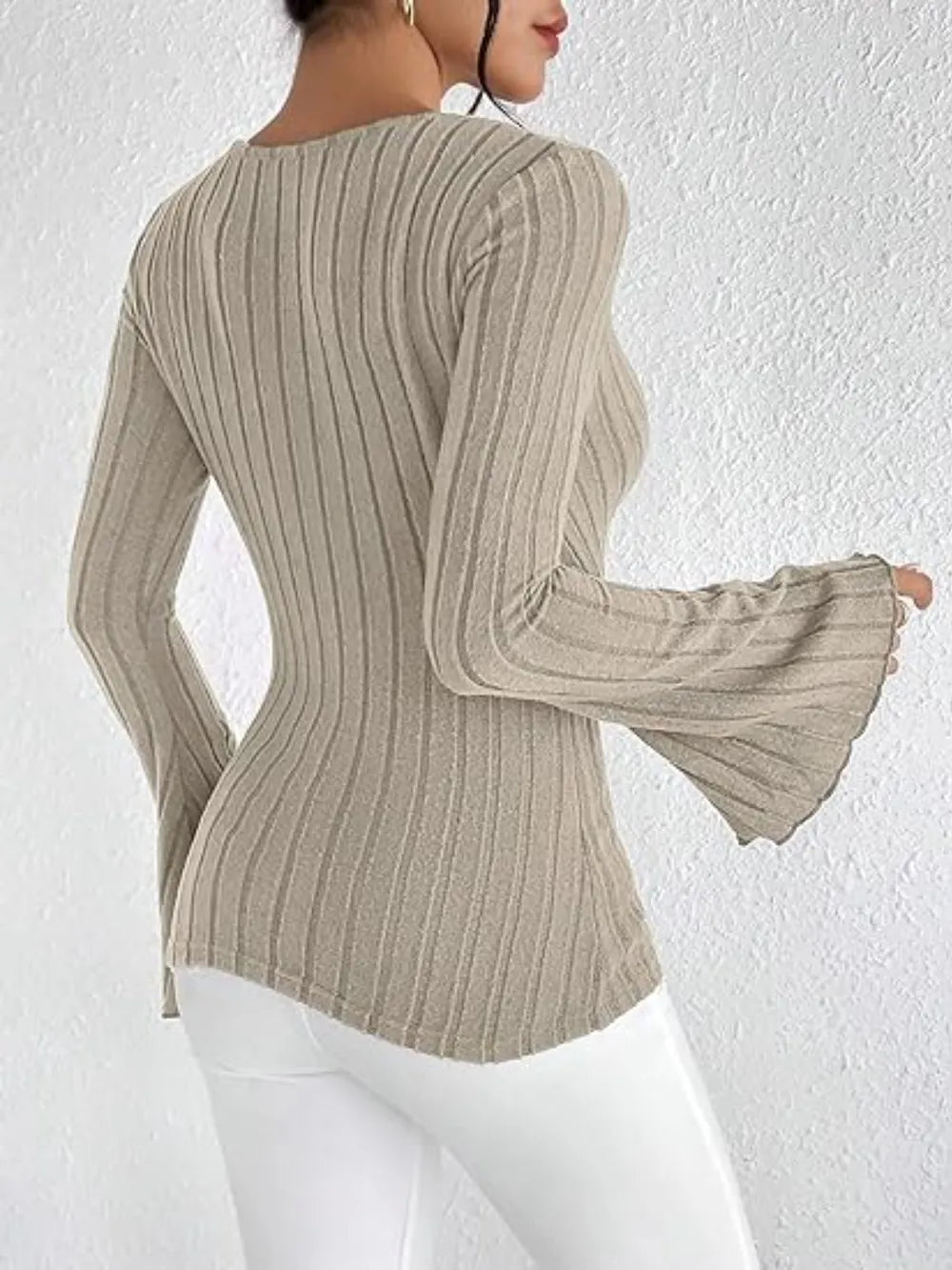 Ribbed Flare Sleeve Top - TheMomCo.