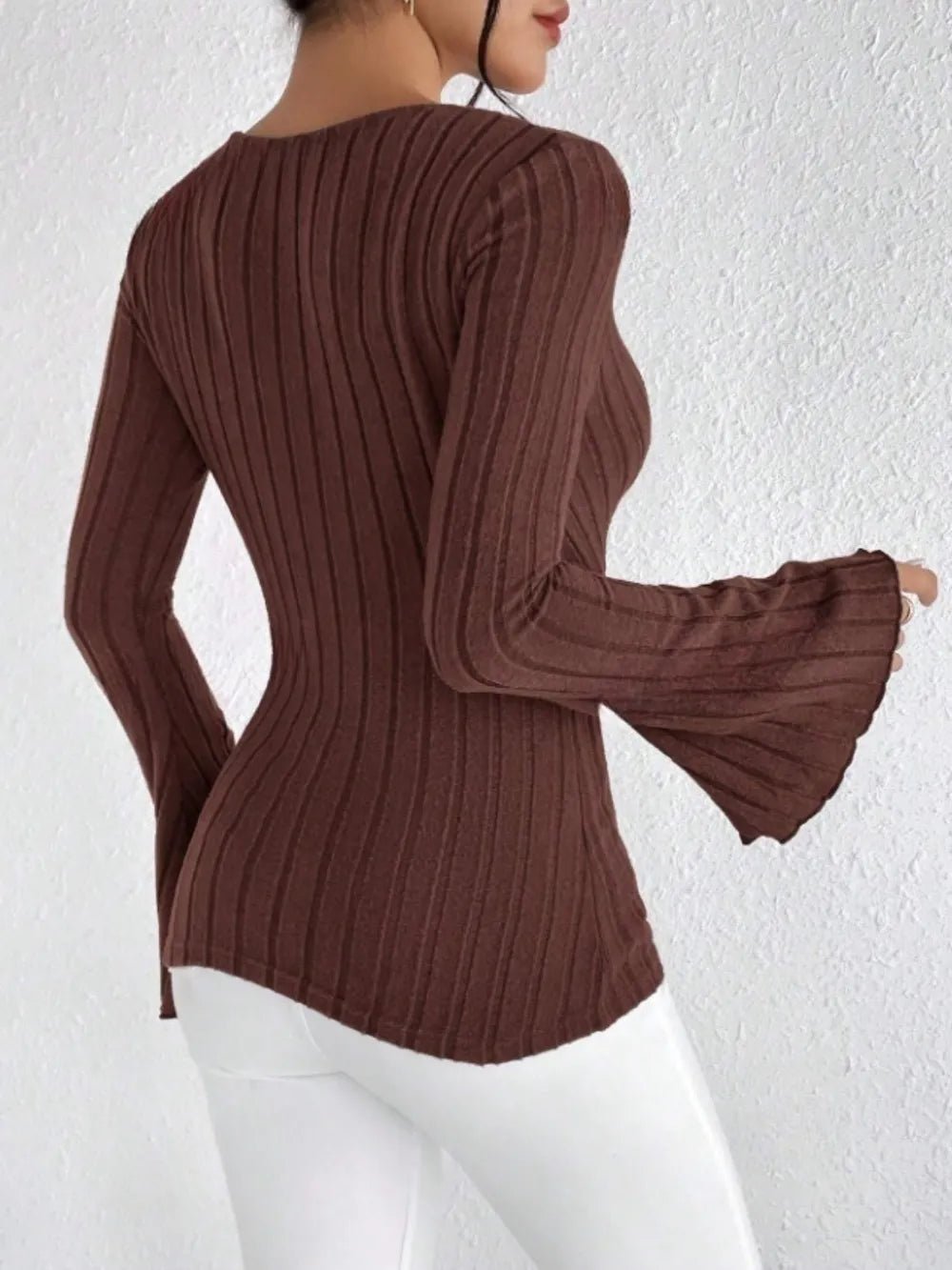 Ribbed Flare Sleeve Top - TheMomCo.