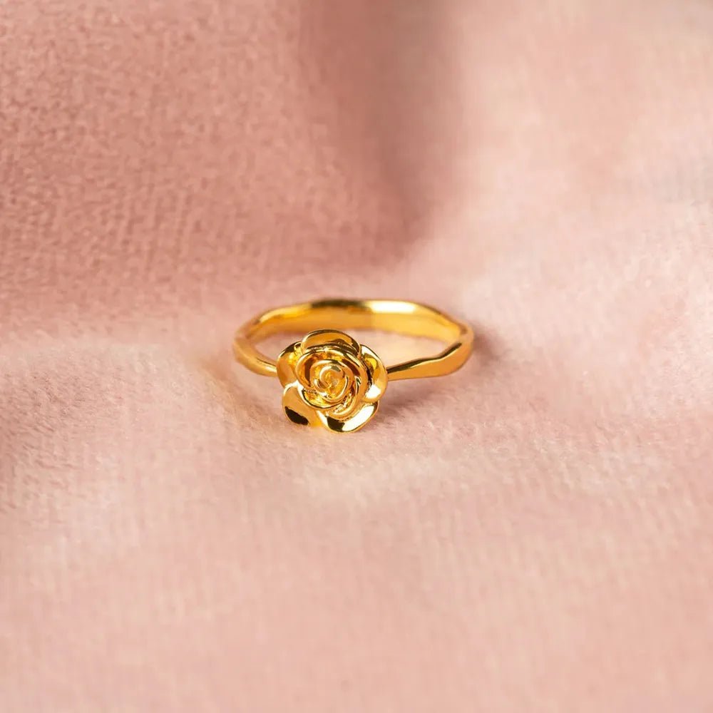 Rose Shape 18K Gold-Plated Ring - TheMomCo.