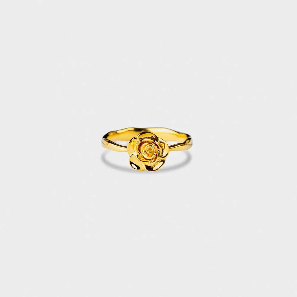 Rose Shape 18K Gold-Plated Ring - TheMomCo.