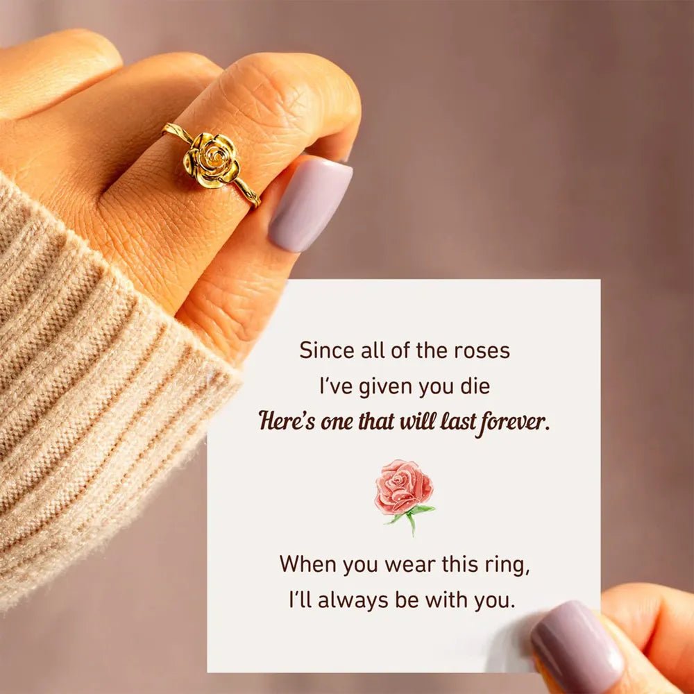 Rose Shape 18K Gold-Plated Ring - TheMomCo.