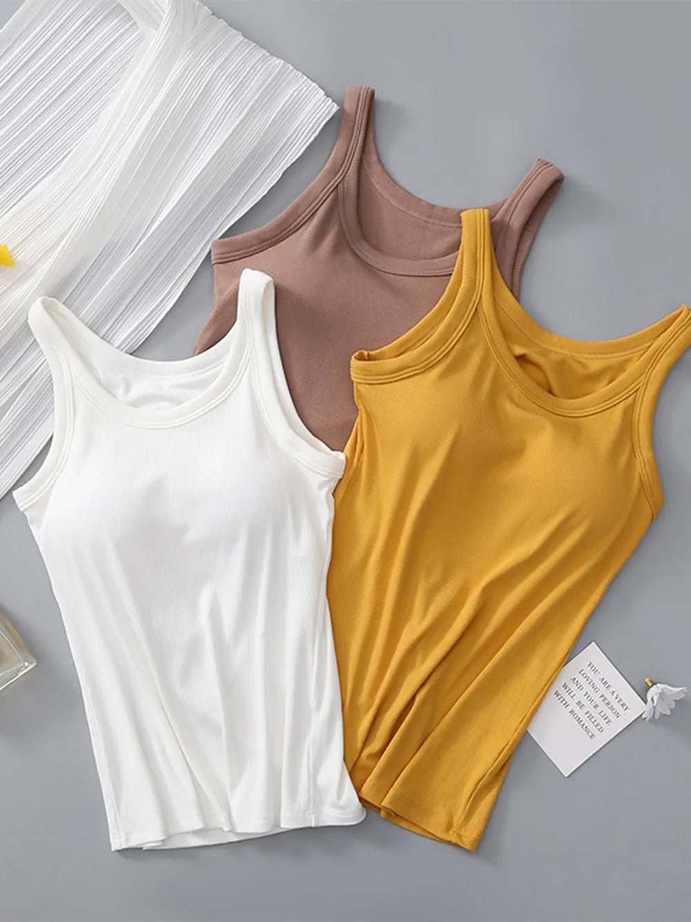 Round Neck Tank with Bra - TheMomCo.