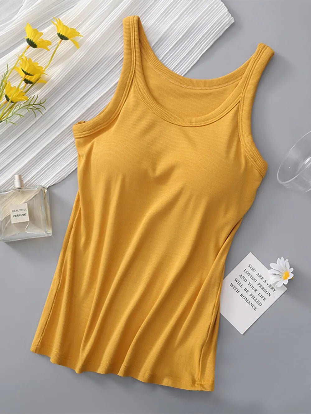 Round Neck Tank with Bra - TheMomCo.