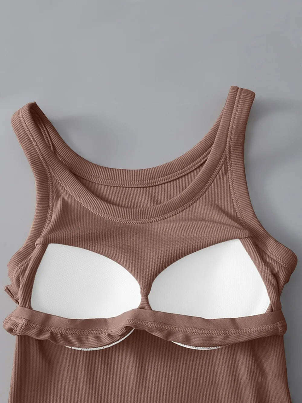 Round Neck Tank with Bra - TheMomCo.