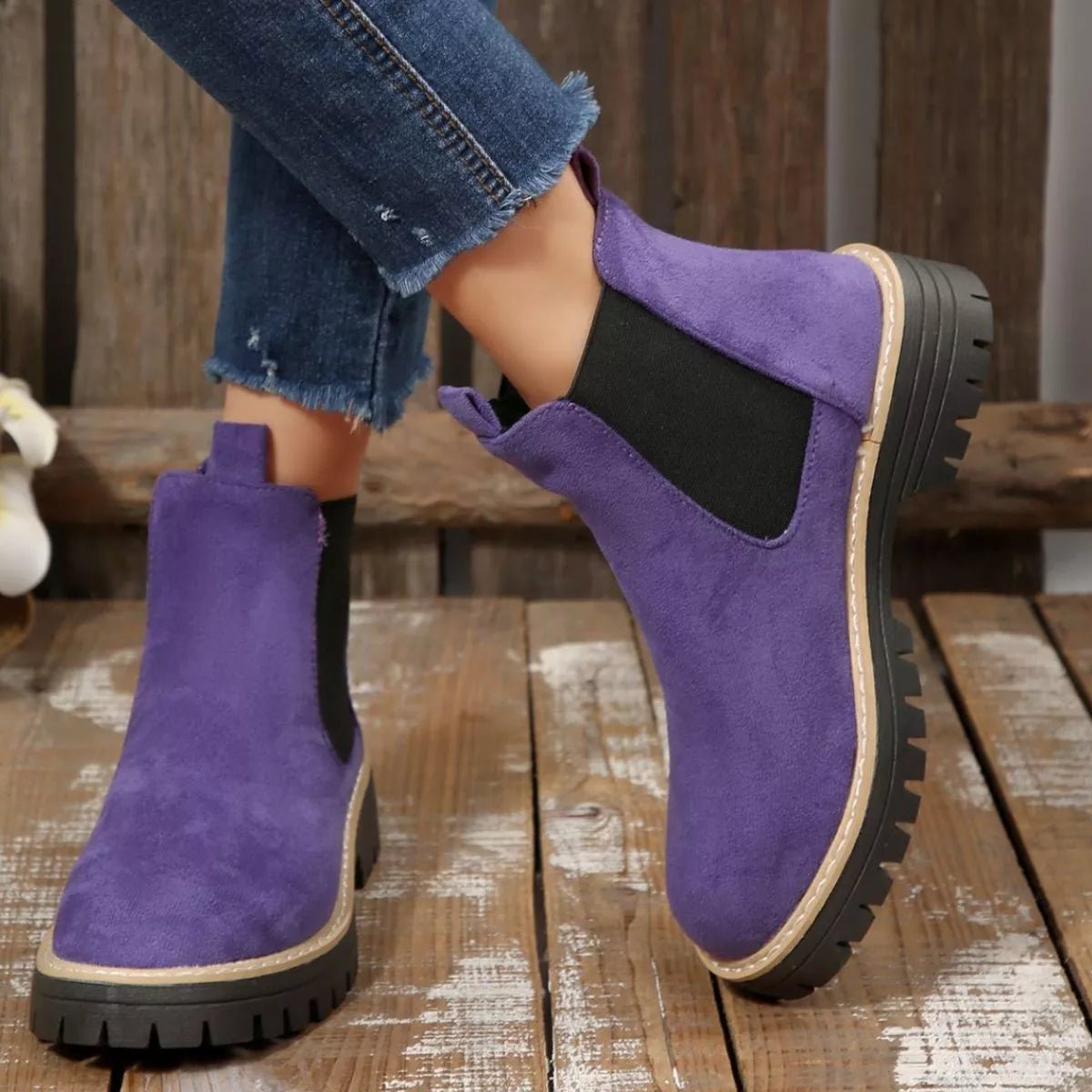 Round Toe Block Heels Boots - TheMomCo.