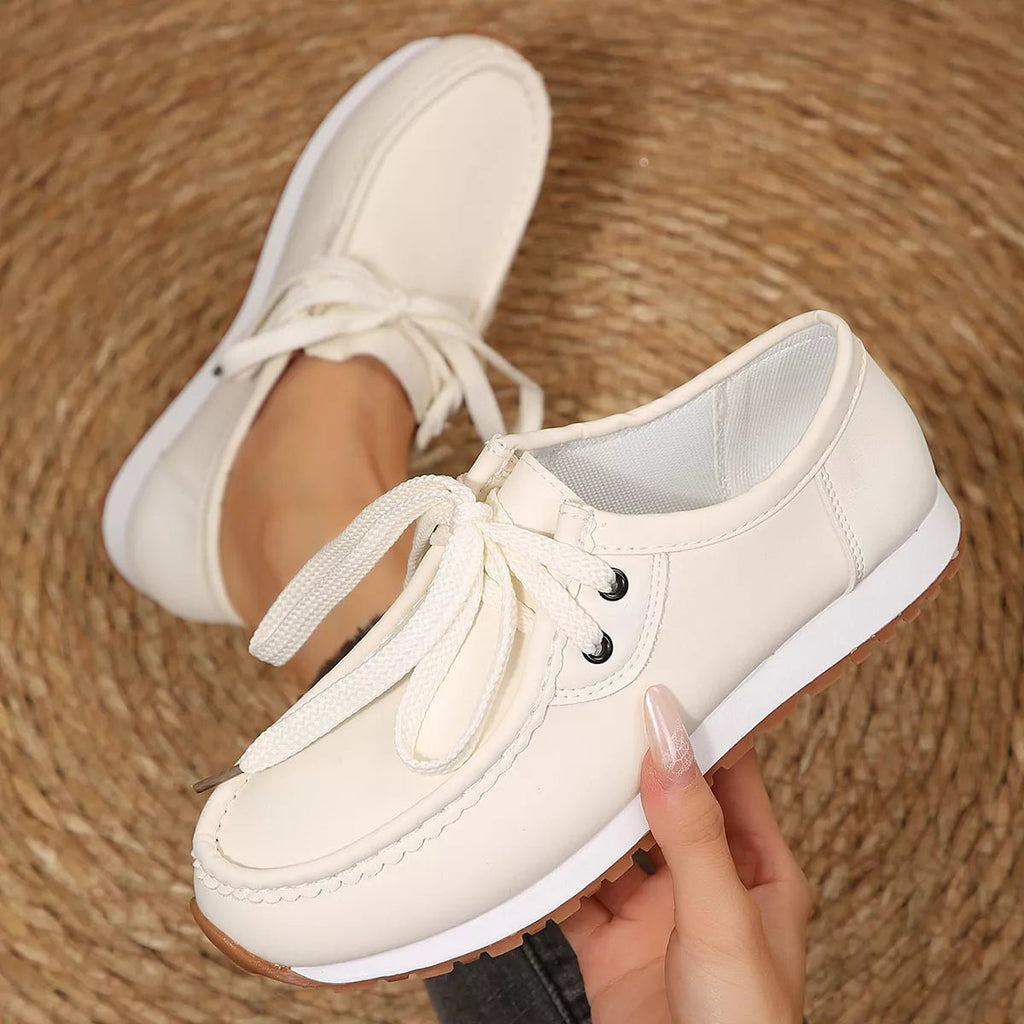 Round Toe Lace Up Sneakers - TheMomCo.