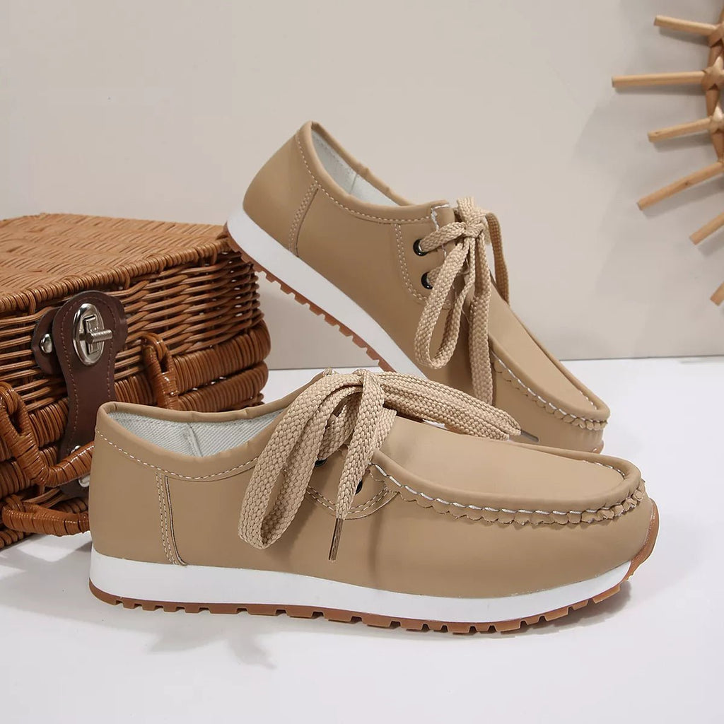 Round Toe Lace Up Sneakers - TheMomCo.