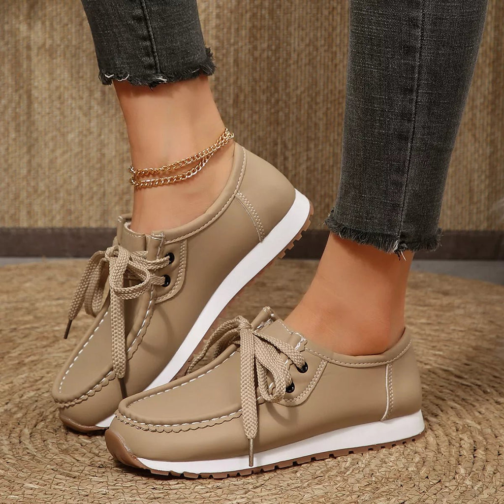 Round Toe Lace Up Sneakers - TheMomCo.