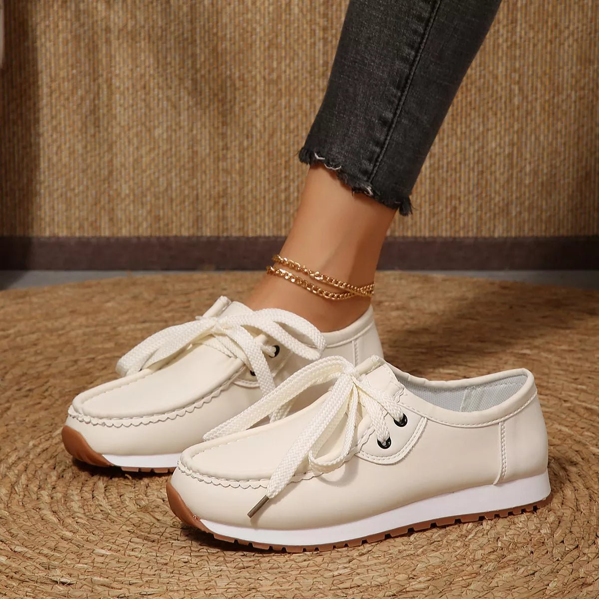 Round Toe Lace Up Sneakers - TheMomCo.