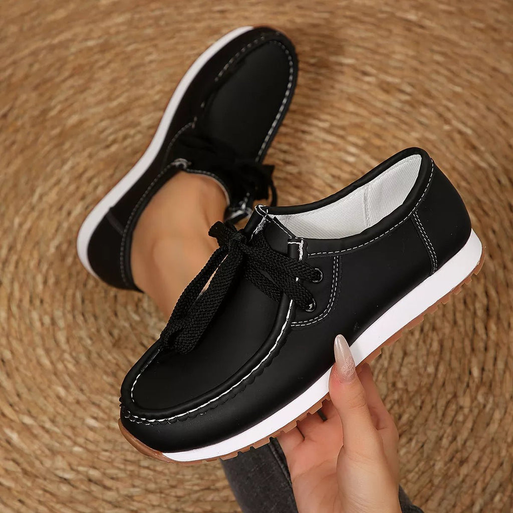 Round Toe Lace Up Sneakers - TheMomCo.