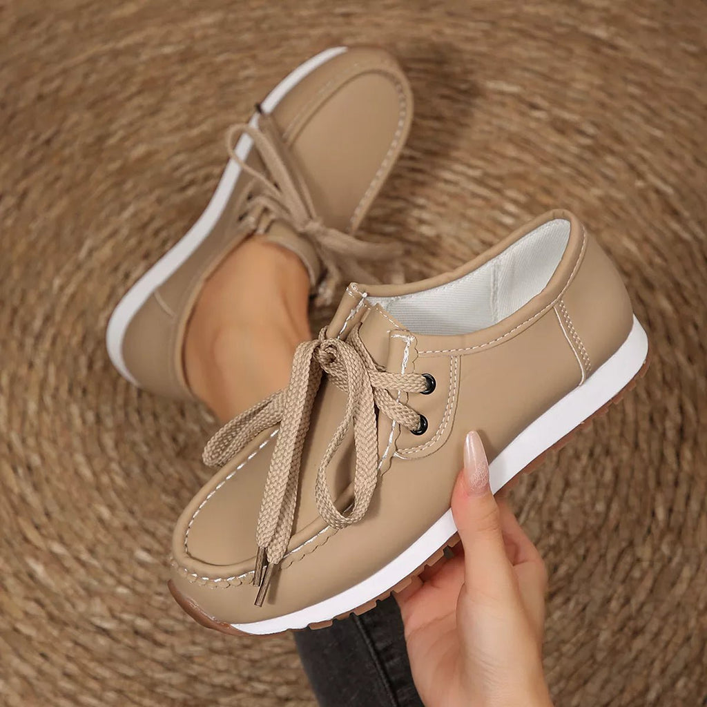 Round Toe Lace Up Sneakers - TheMomCo.