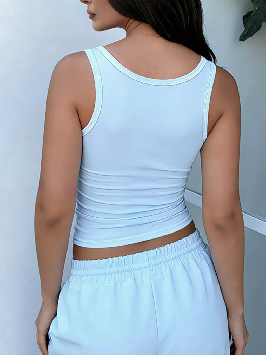Scoop Neck Tank Top and Drawstring Pants Set - TheMomCo.