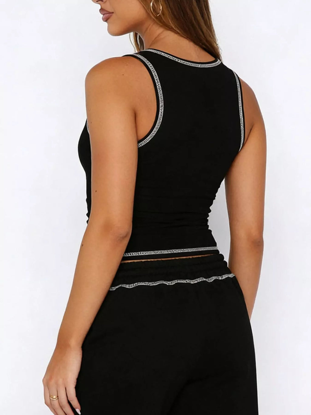 Scoop Neck Tank Top and Drawstring Pants Set - TheMomCo.