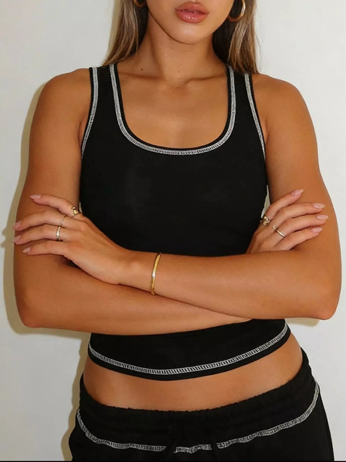Scoop Neck Tank Top and Drawstring Pants Set - TheMomCo.