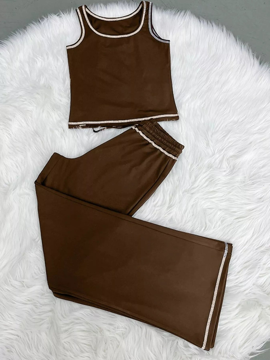 Scoop Neck Tank Top and Drawstring Pants Set - TheMomCo.