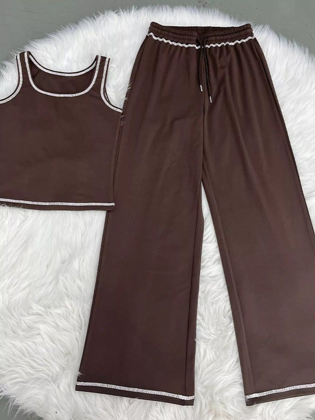 Scoop Neck Tank Top and Drawstring Pants Set - TheMomCo.