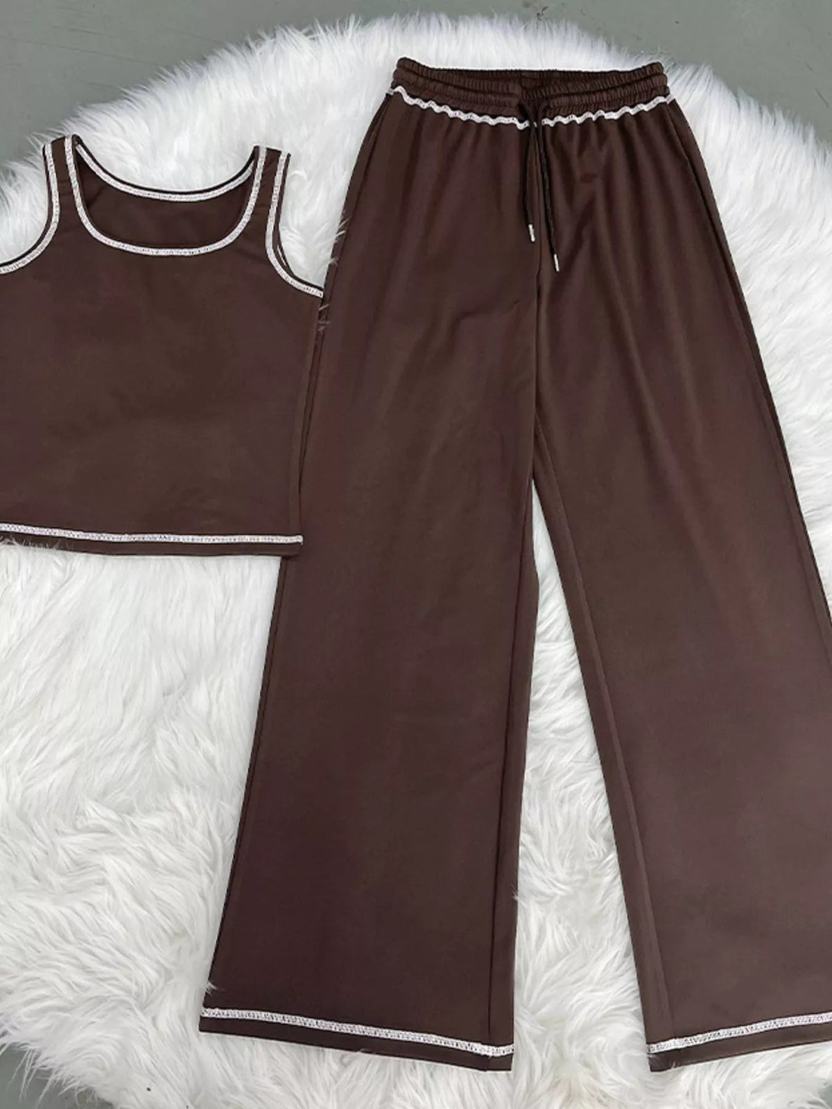 Scoop Neck Tank Top and Drawstring Pants Set - TheMomCo.