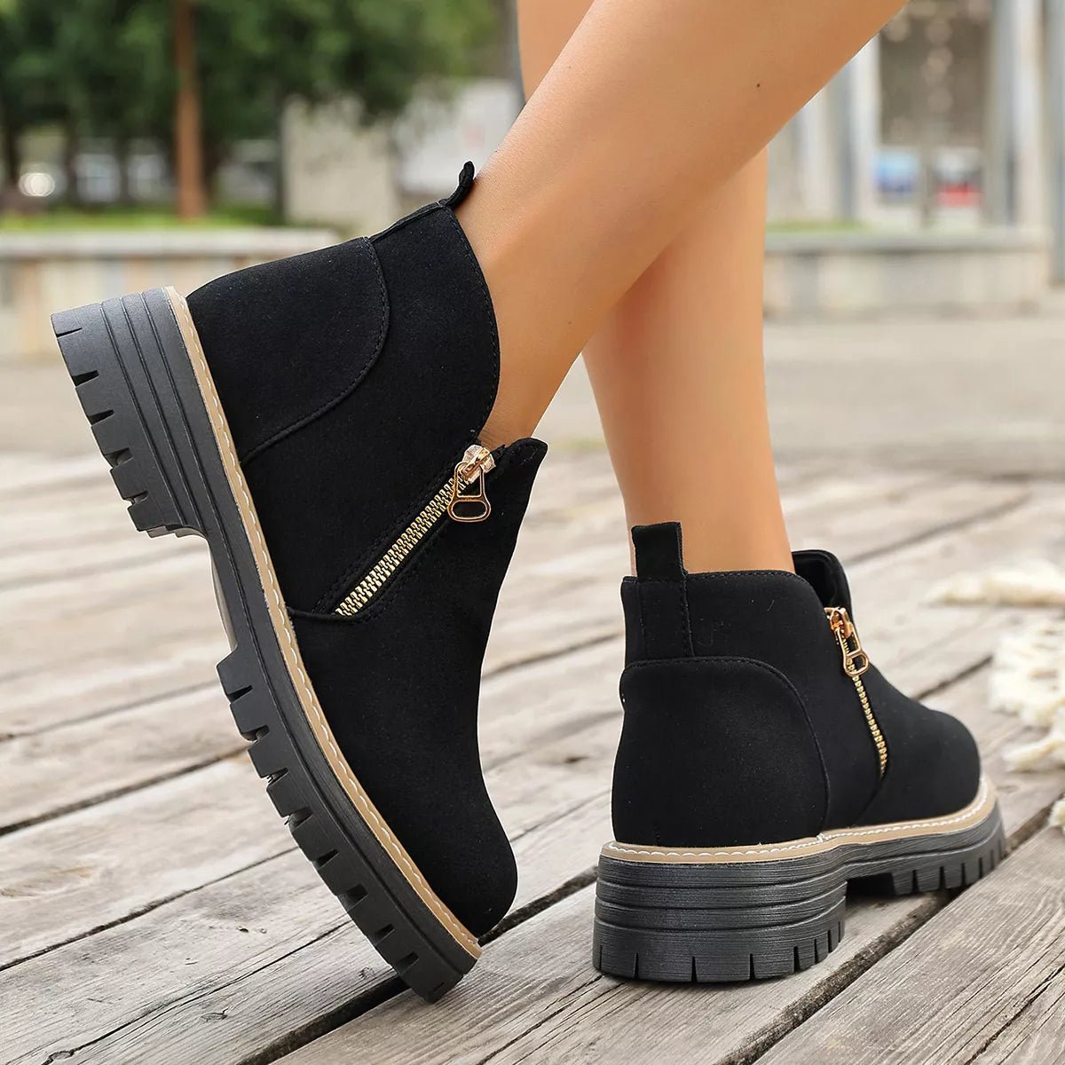 Side Zipper Ankle Boots - TheMomCo.